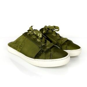 Free People Women's Naples Satin Slip-On Sneakers Khaki